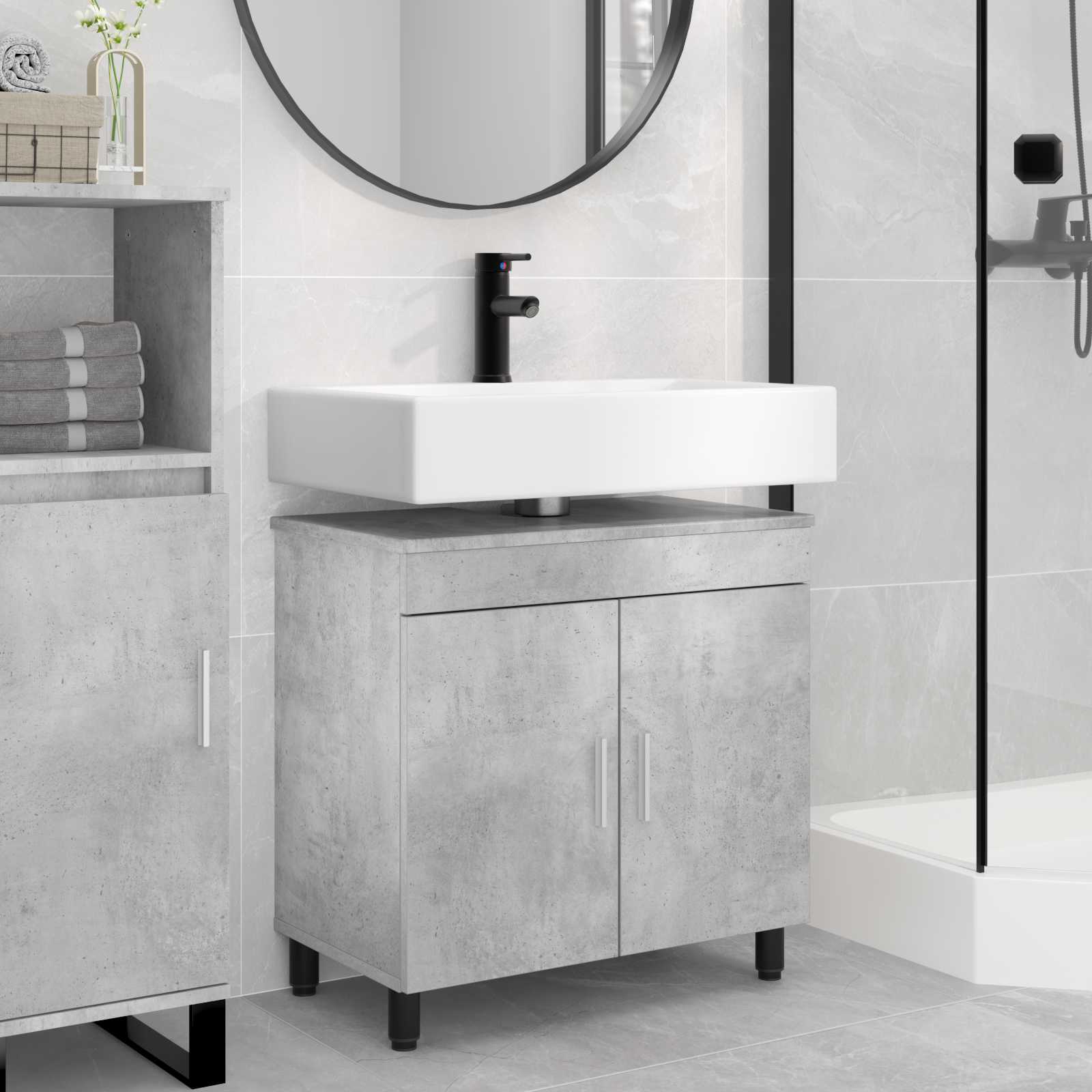 vidaXL Unitate Vanity pentru Baie Gri Beton 60 x 35 x 60 cm
