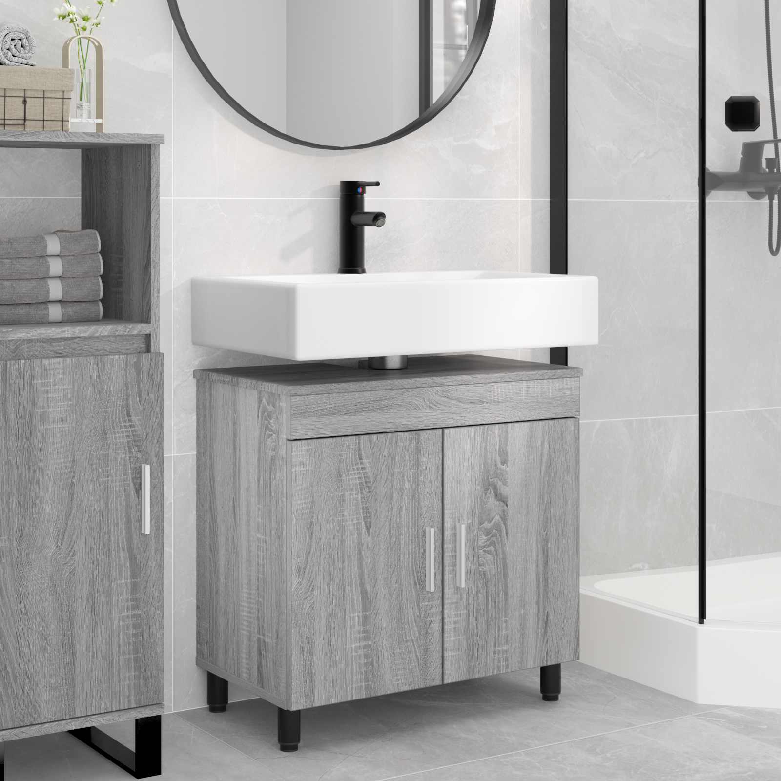  Έπιπλο μπάνιου Γκρι Sonoma 60 x 35 x 60 εκ. Επεξεργασμένο Ξύλο V-889401