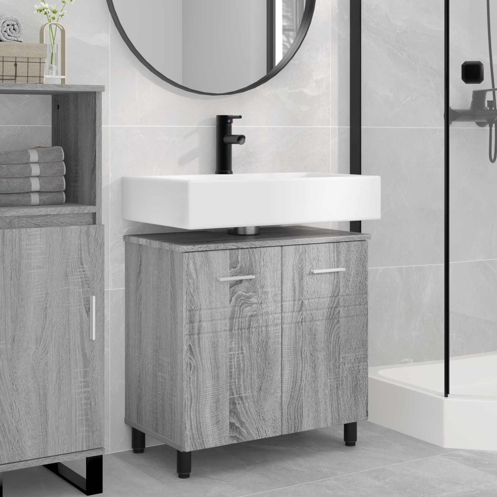 vidaXL Unitate Vanity pentru Baie Sonoma gri 60 x 35 x 60 cm