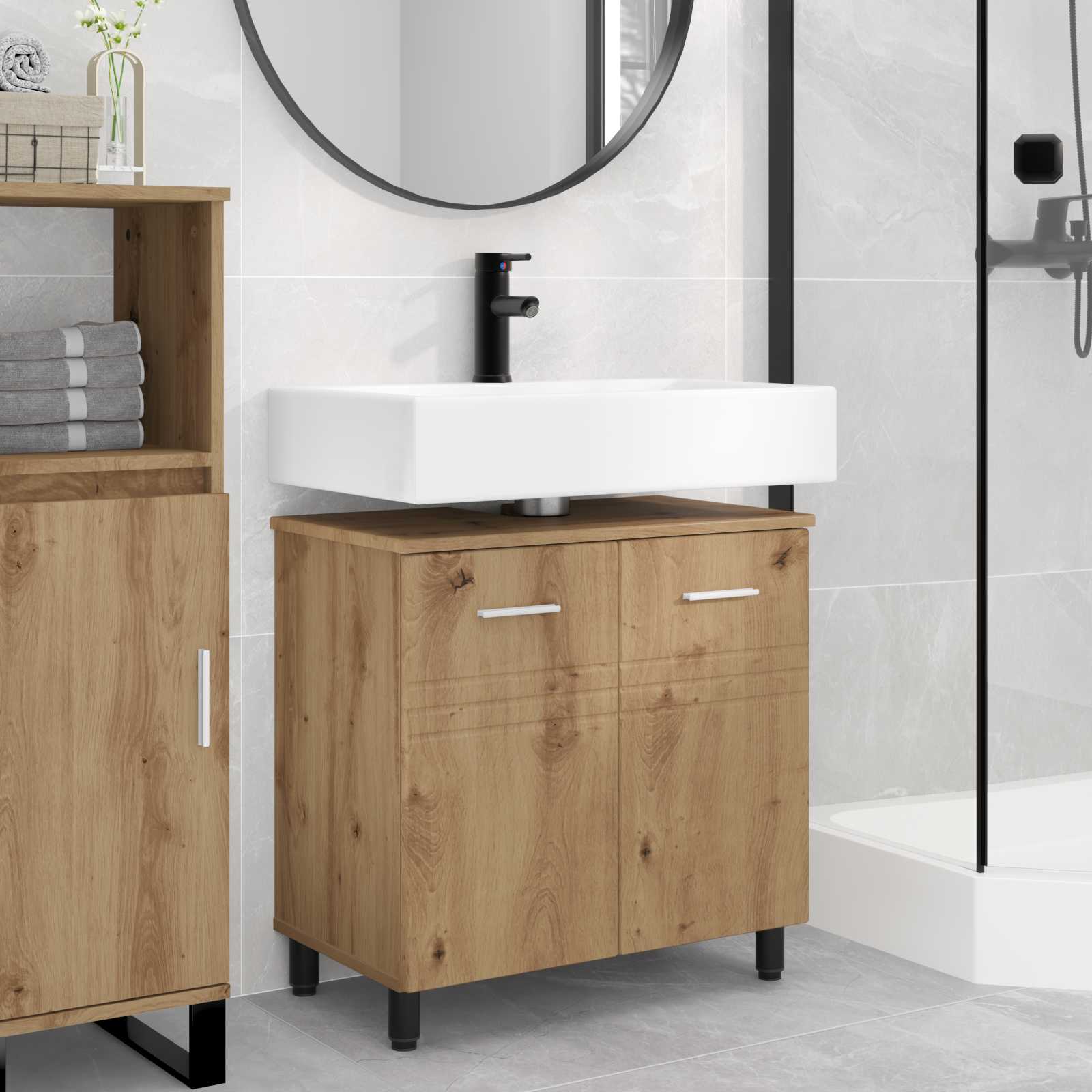 vidaXL Waschtisch Artisan-Eiche 60 x 35 x 60 cm Holzwerkstoff