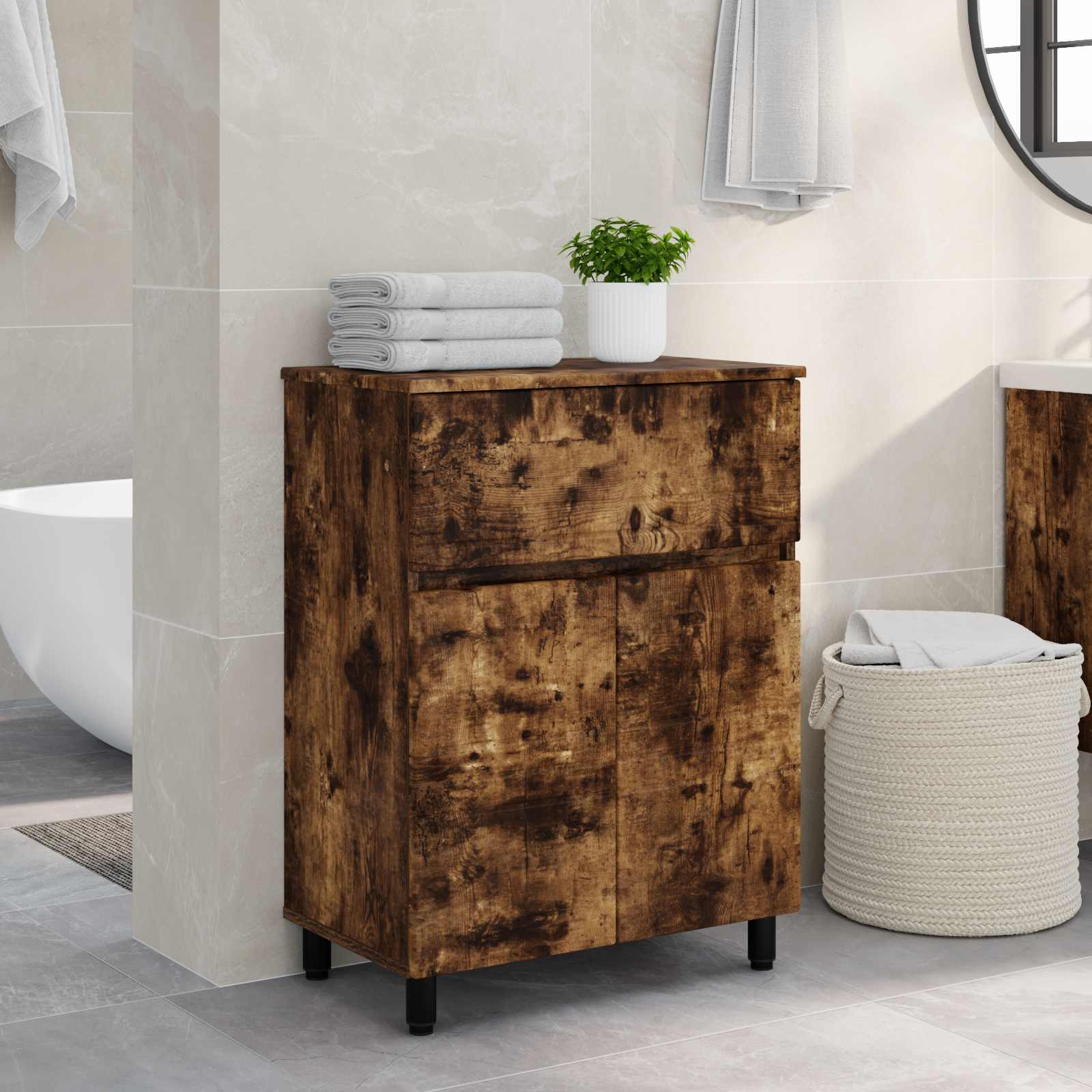  Έπιπλο μπάνιου Καπνισμένο Ξύλο Δρυός 60 x 35 x 80 εκ V-889420