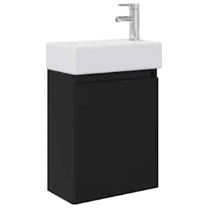 vidaXL Vannitoa vanity &uuml;ksus koos segistiga Must 45,5 x 22,5 x 84 cm
