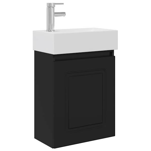 vidaXL Vannitoa vanity &uuml;ksus koos segistiga Must 45,5 x 22,5 x 84 cm