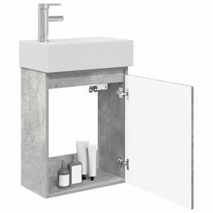 Koupelnová skříňka s baterií Betonově šedá 45,5 x 22,5 x 84 cm - obrázek 3