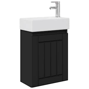 vidaXL Vannitoa vanity &uuml;ksus koos segistiga Must 45,5 x 25,5 x 84 cm