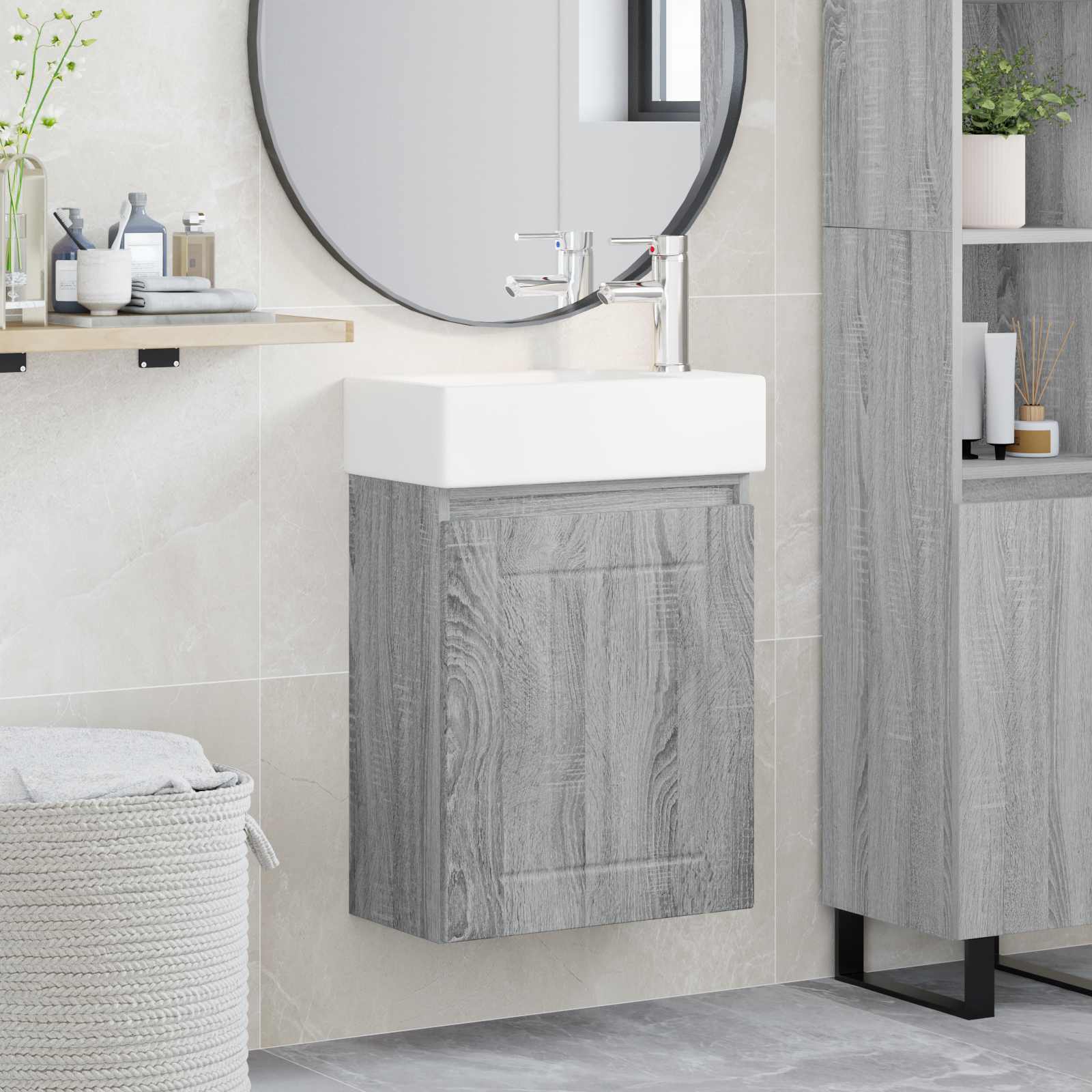 Mobile bagno con rubinetto Sonoma grigio 45,5 x 25,5 x 84 cm - immagine prodotto
