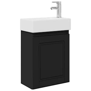 vidaXL Vannitoa vanity &uuml;ksus koos segistiga Must 45,5 x 22,5 x 84 cm
