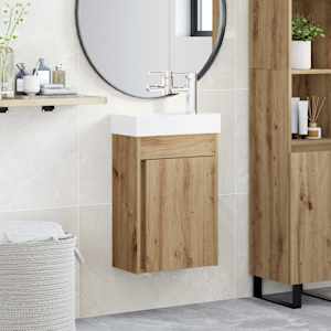 Kopalniški omarica z umivalnikom s shranjevanjem Obrtni hrast