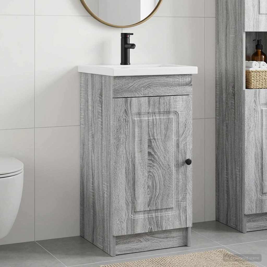  Καθρέφτης μπάνιου με νιπτήρα Γκρι Sonoma 42 x 40 x 84,5 εκ V-890000