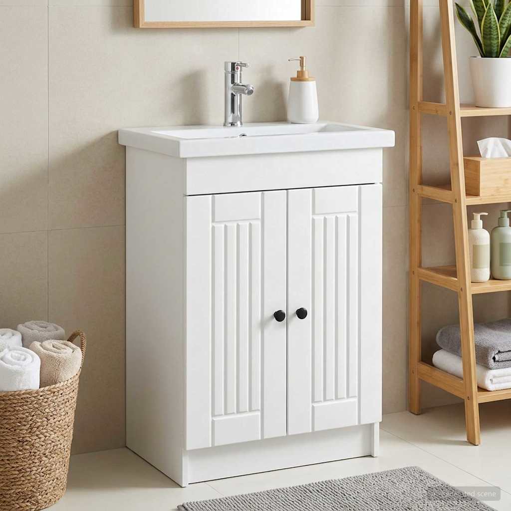 vidaXL Dulap de baie sub chiuvetă Alb 56 x 37,5 x 81 cm Lemn prelucrat