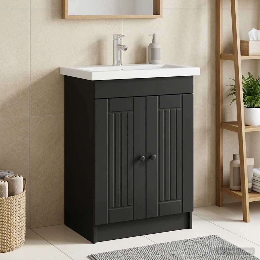 vidaXL Dulap de baie sub chiuvetă Negru 78,5 x 37,5 x 81 cm