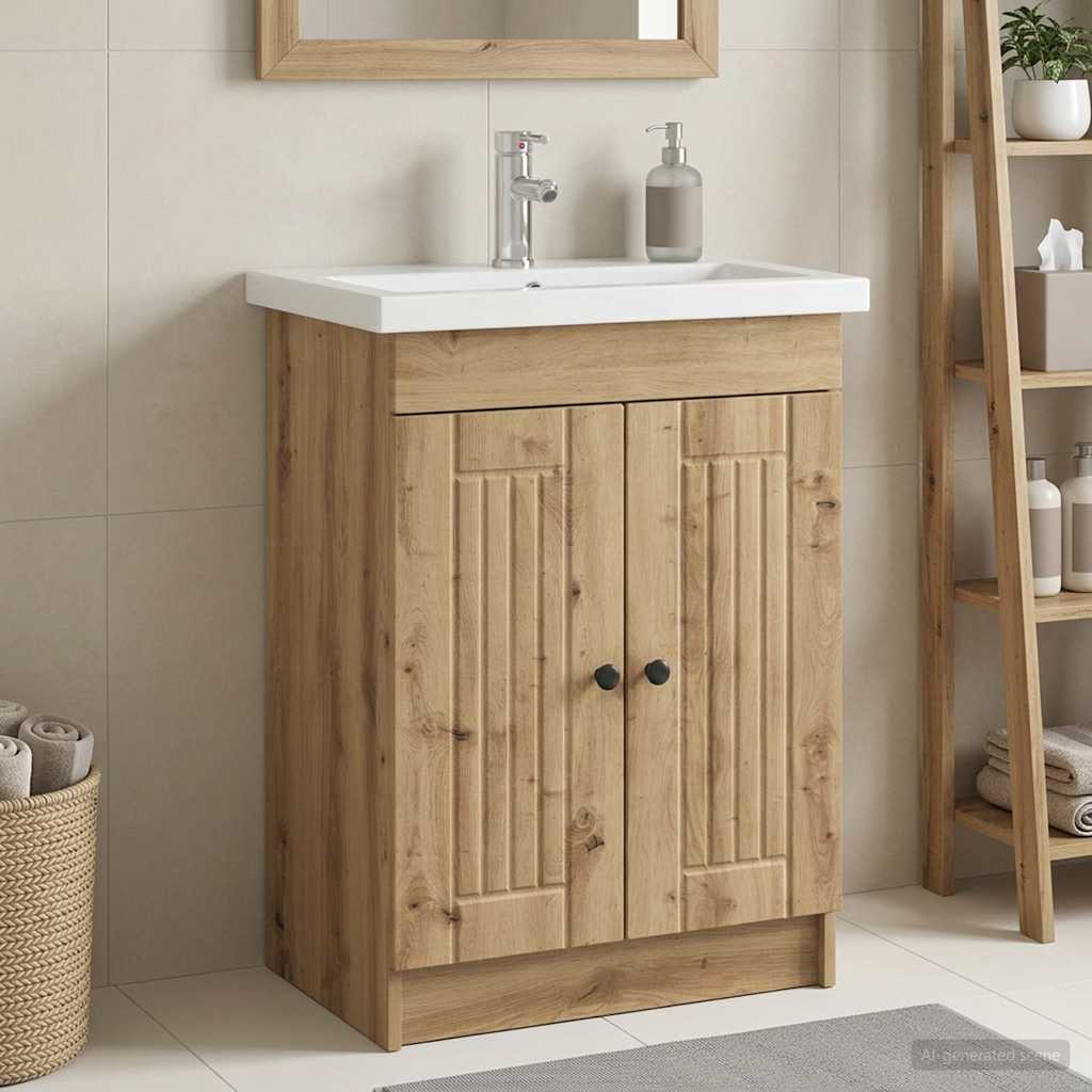 vidaXL Dulap de baie sub chiuvetă Stejar Artizanal 78,5 x 37,5 x 81 cm