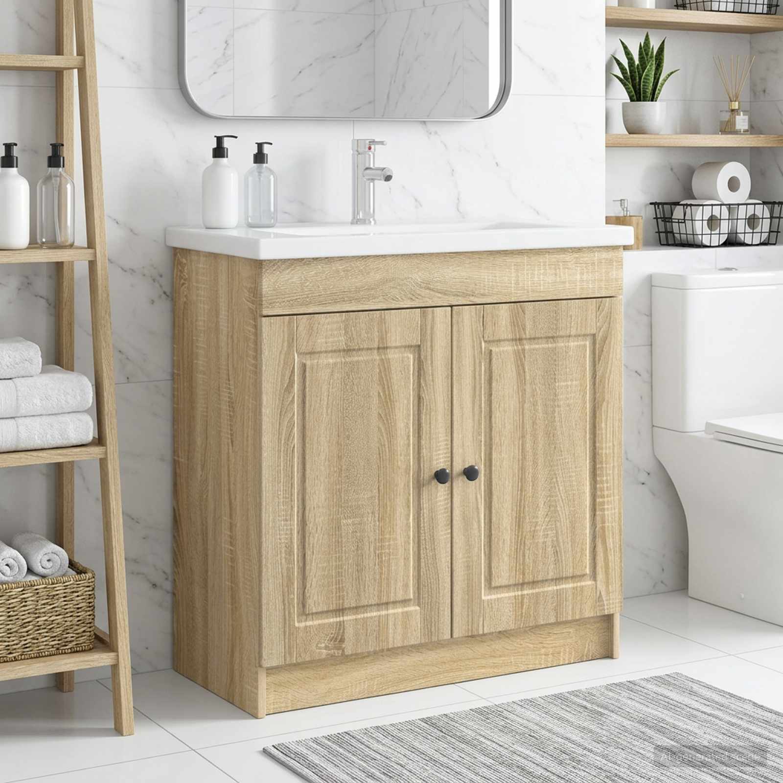 vidaXL Dulap de baie sub chiuvetă Stejar Sonoma 78,5 x 37,5 x 81 cm