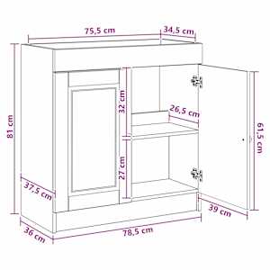 Koupelnová skříňka pod umyvadlo Staré dřevo 78,5 x 37,5 x 81 cm - obrázek 9