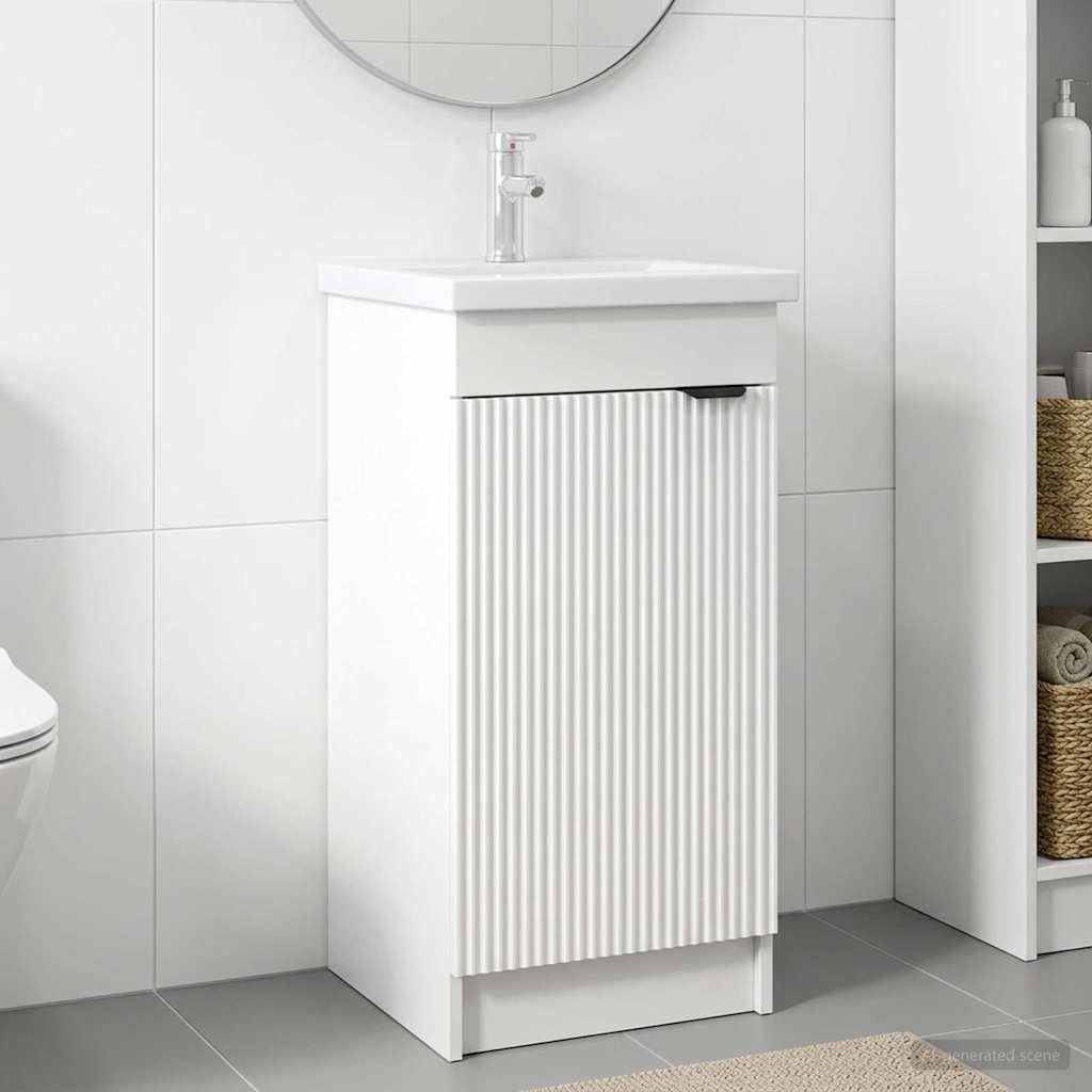 vidaXL Mobilă de baie cu chiuvetă Alb 42 x 40 x 84,5 cm Lemn prelucrat