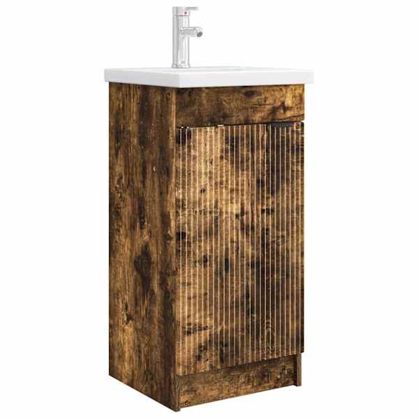 vidaXL Vannitoa kraanikauss Suitsutatud tamm 42 x 40 x 84,5 cm