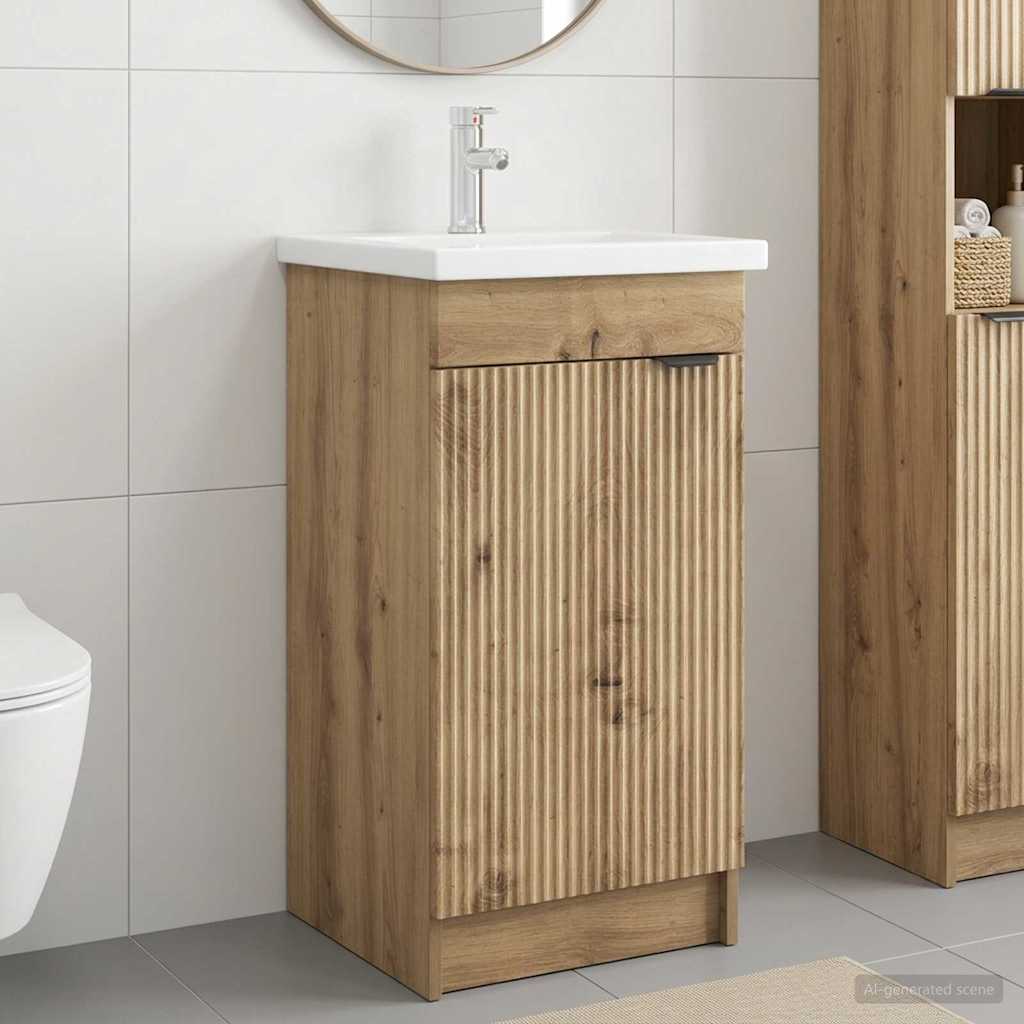  Καθρέφτης μπάνιου με νιπτήρα Artisan Δρυς 42 x 40 x 84,5 εκ V-890093