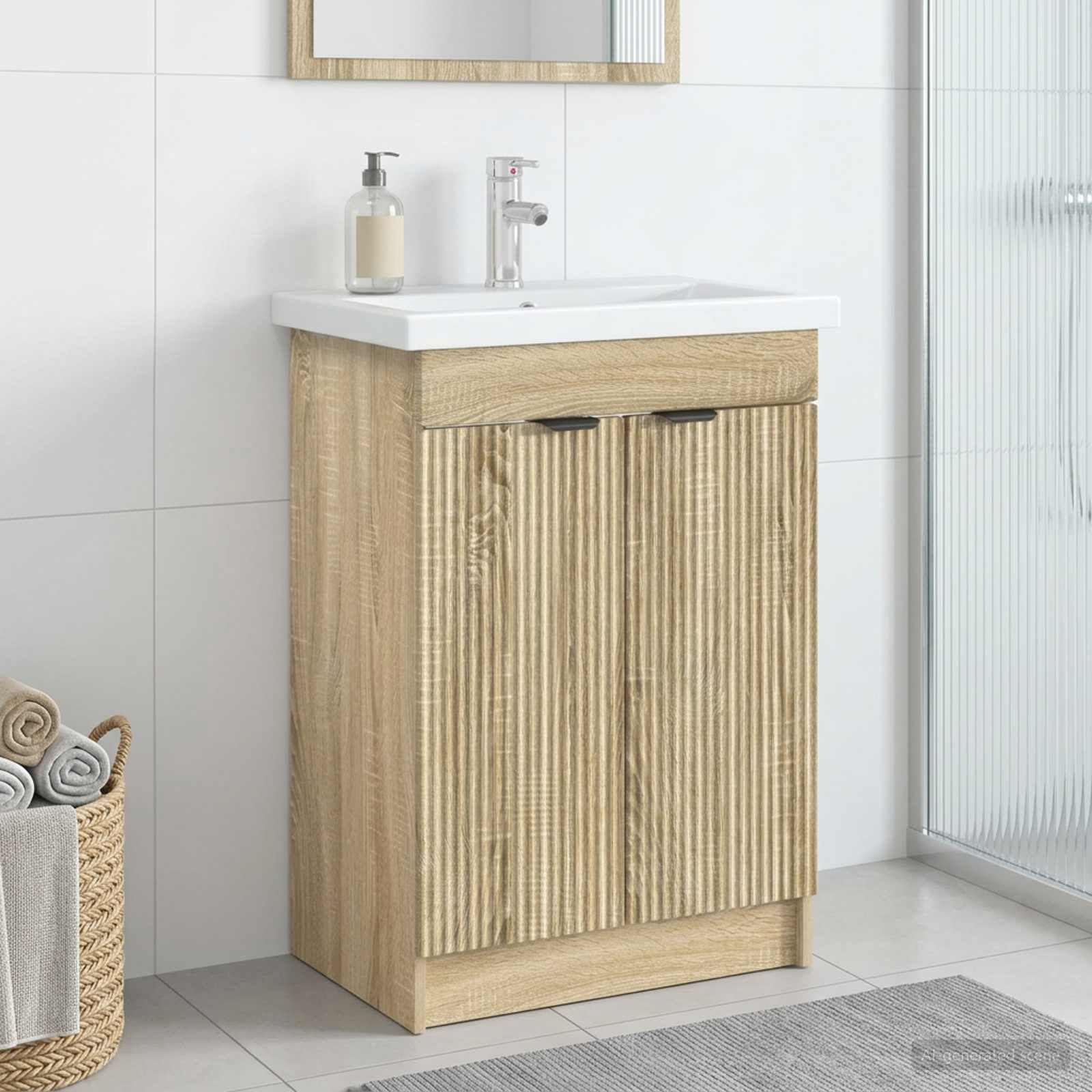 vidaXL Dulap de baie sub chiuvetă Stejar Sonoma 56 x 37,5 x 81 cm