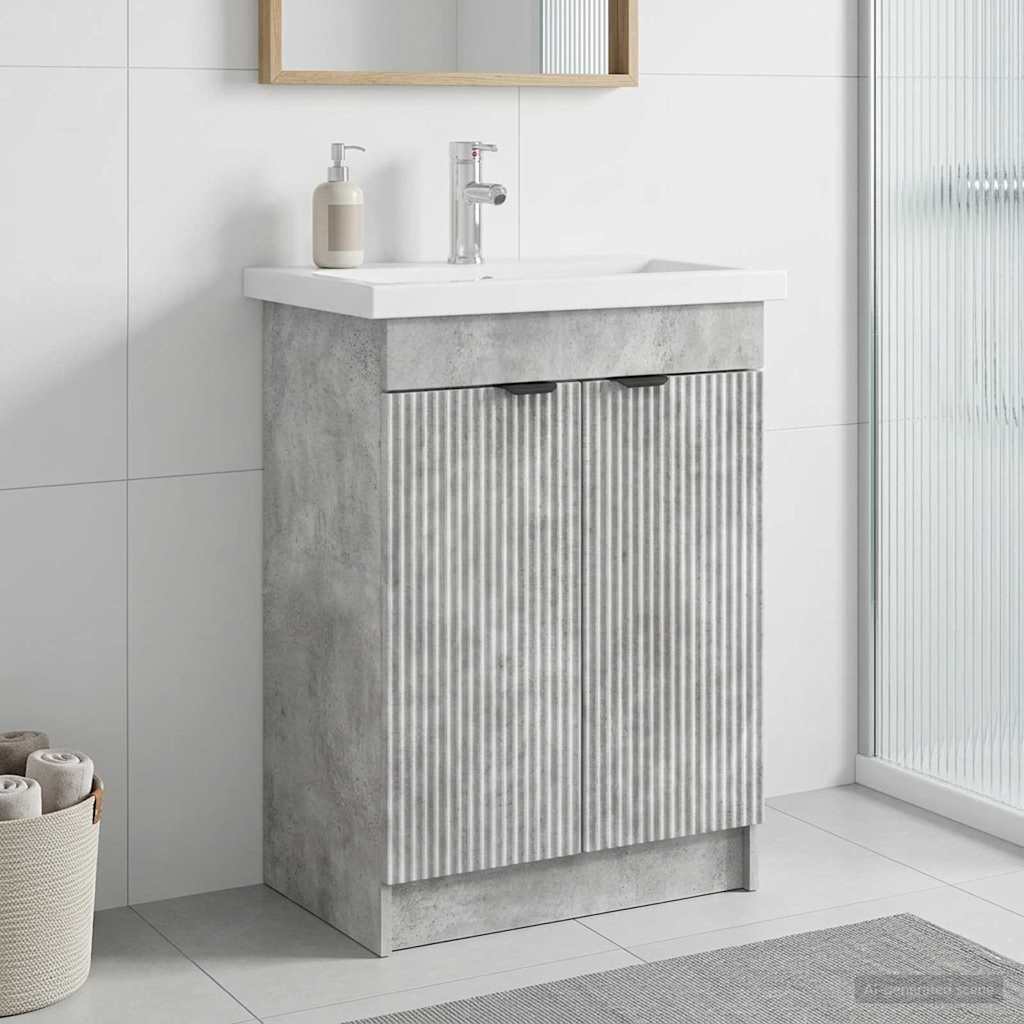 vidaXL Dulap de baie sub chiuvetă Gri Beton 56 x 37,5 x 81 cm