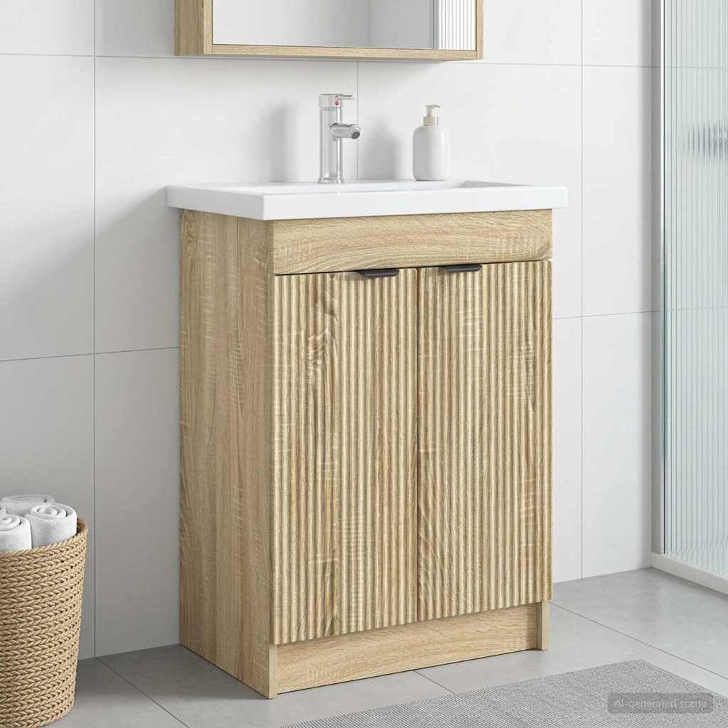 vidaXL Dulap de baie sub chiuvetă Stejar Sonoma 78,5 x 37,5 x 81 cm