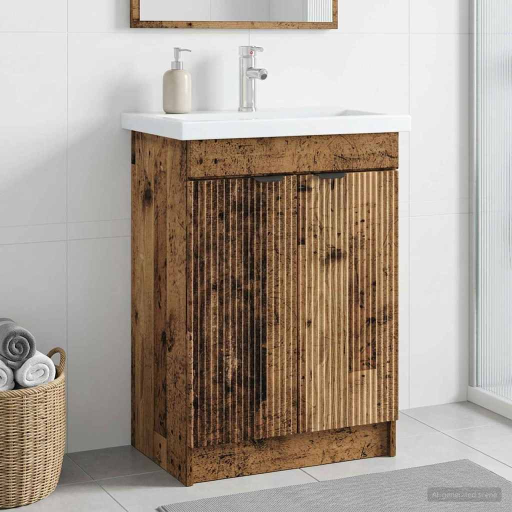 vidaXL Dulap de baie sub chiuvetă Lemn vechi 78,5 x 37,5 x 81 cm