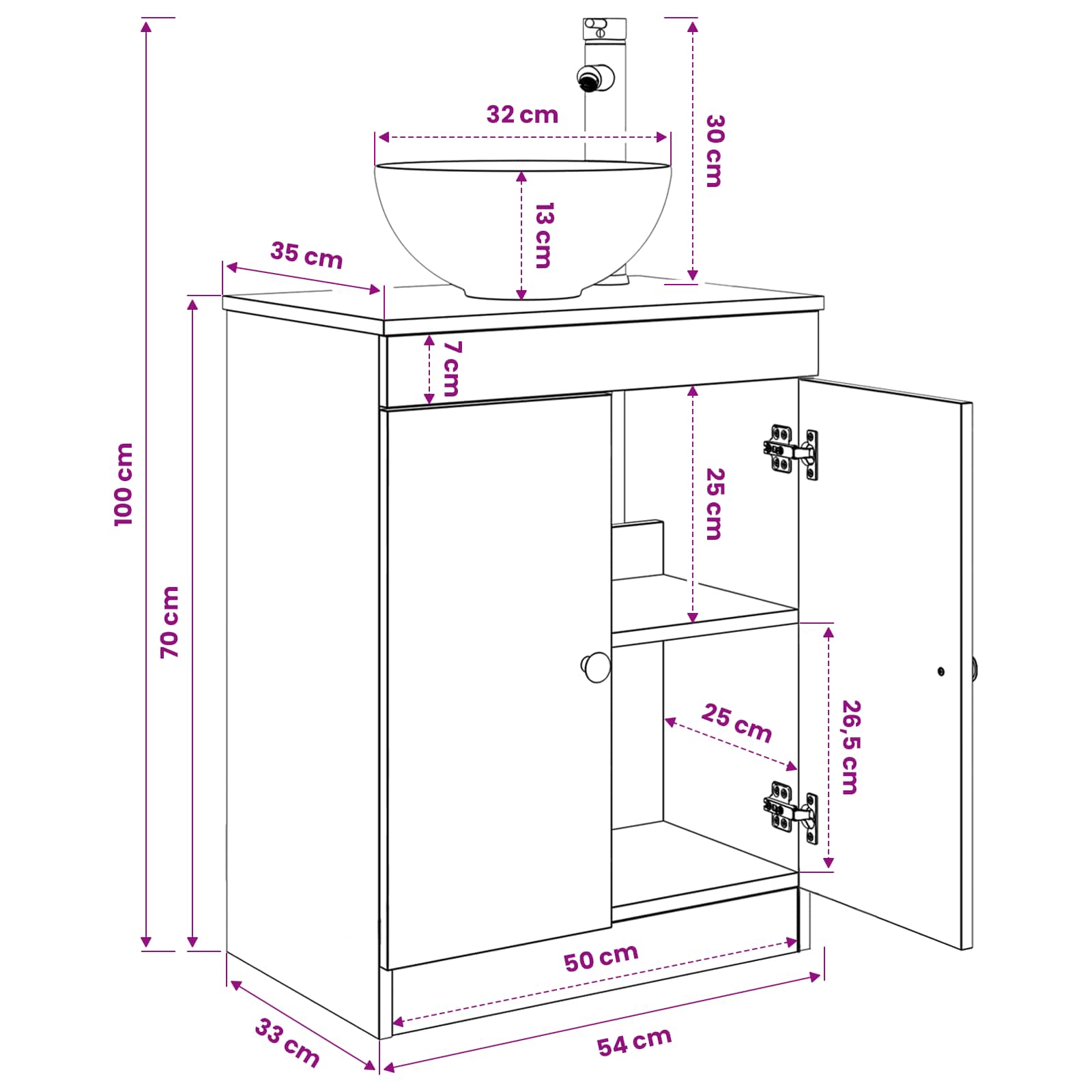 vidaXL Waschbeckenschrank Räuchereiche 54 x 35 x 100 cm Holzwerkstoff – Bild 10
