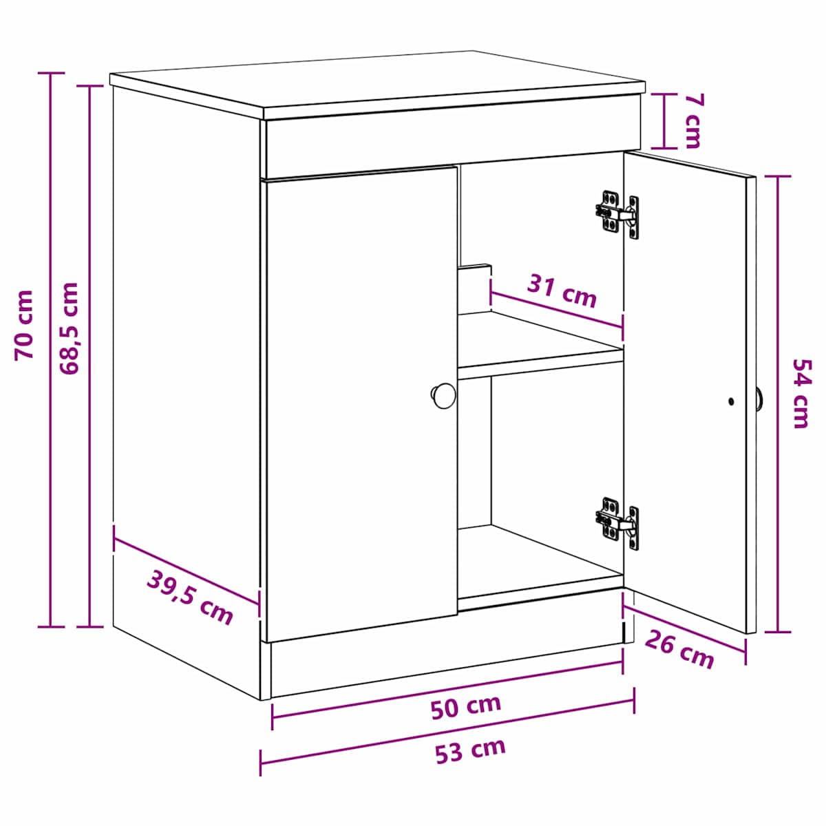 Badeværelsesskab 54 x 41 x 70 cm Konstrueret træ - Billede 10