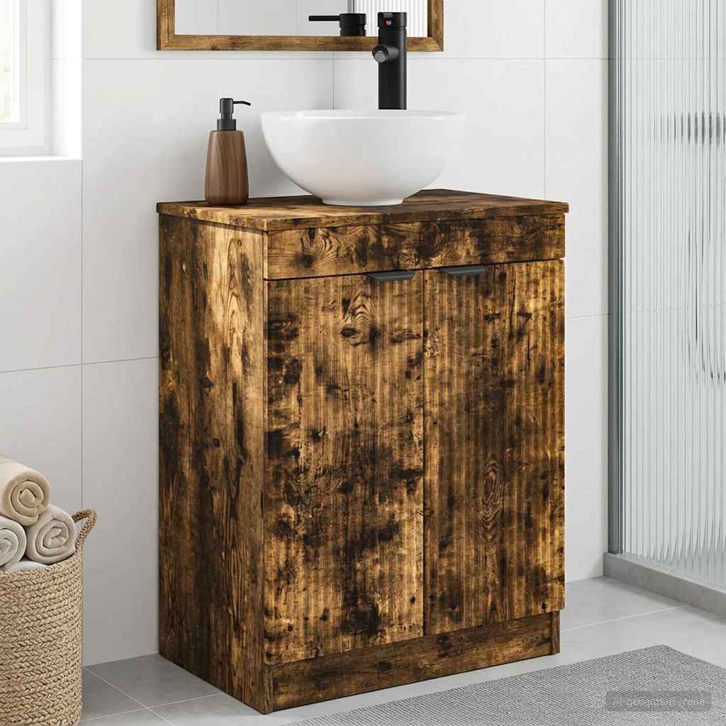 vidaXL Mobilă de baie cu chiuvetă Stejar fumuriu 54 x 35 x 83 cm