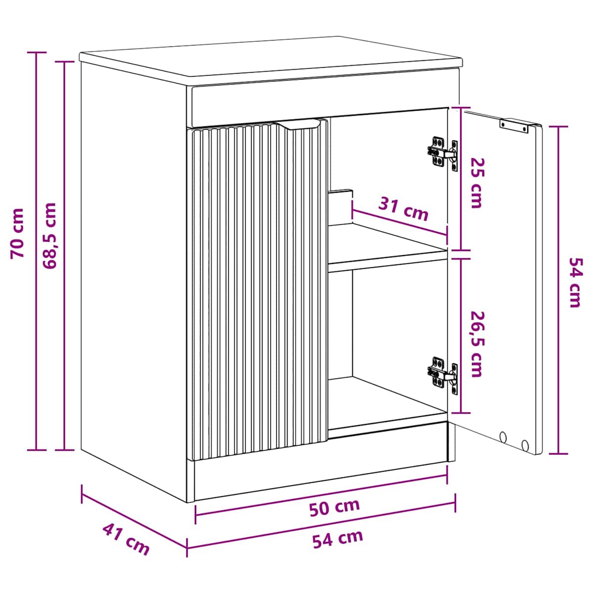 Badeværelsesskab 54 x 41 x 70 cm Konstrueret træ - Billede 10