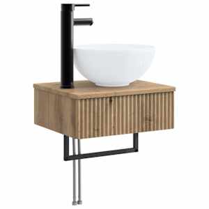 vidaXL Seinale paigaldatav pesu bassein Artisan tamm 40 x 35 x 39 cm