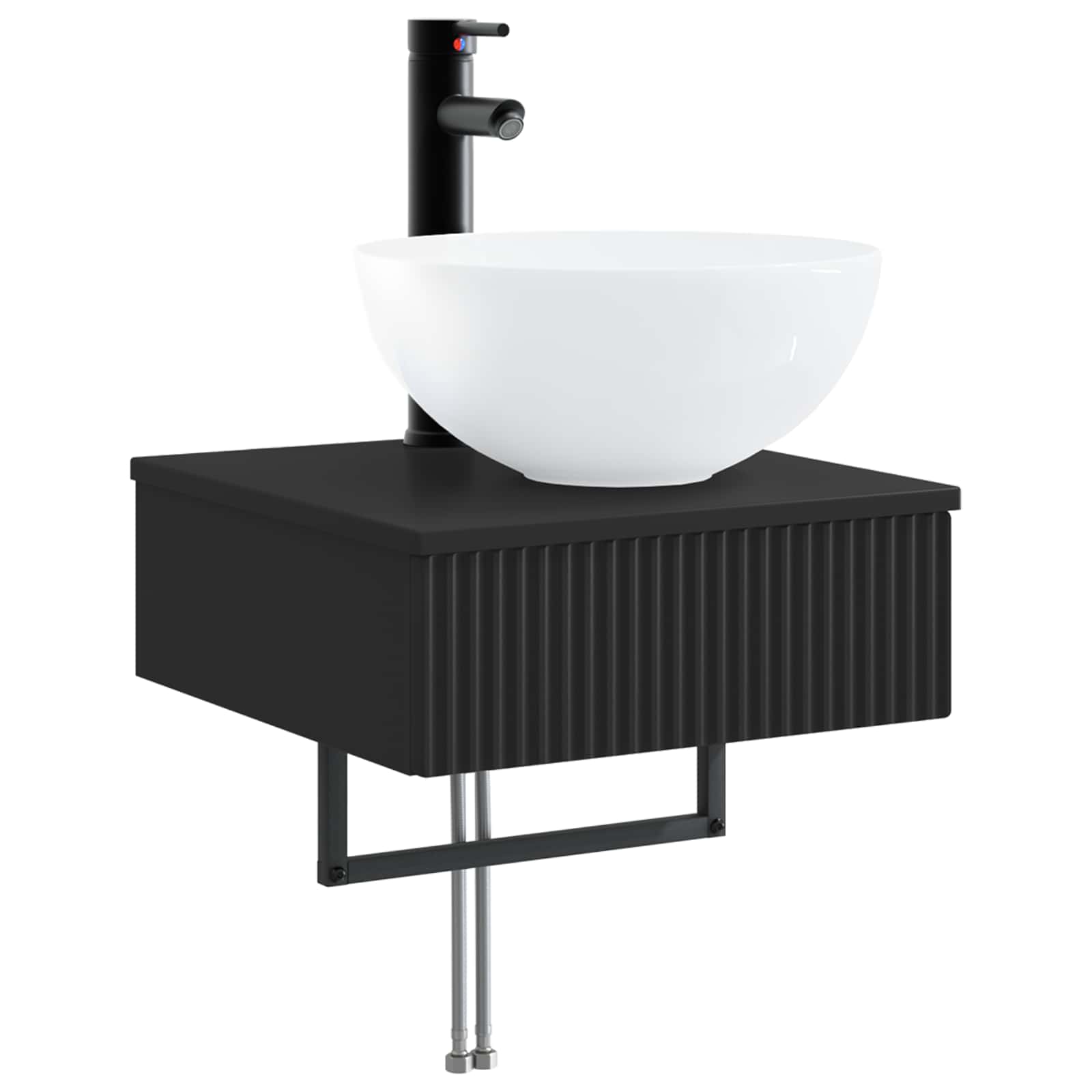vidaXL Basin de spălare montat pe perete Negru 40 x 41 x 40,5 cm