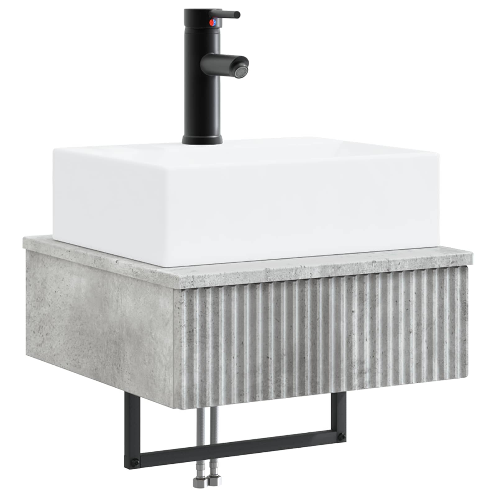 vidaXL Basin de spălare montat pe perete Gri Beton 40 x 41 x 39 cm