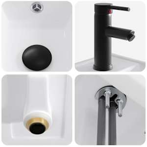 Umývadlo do koupelny Matná černá 40,5 x 22,5 x 11,5 cm Kov - obrázek 8