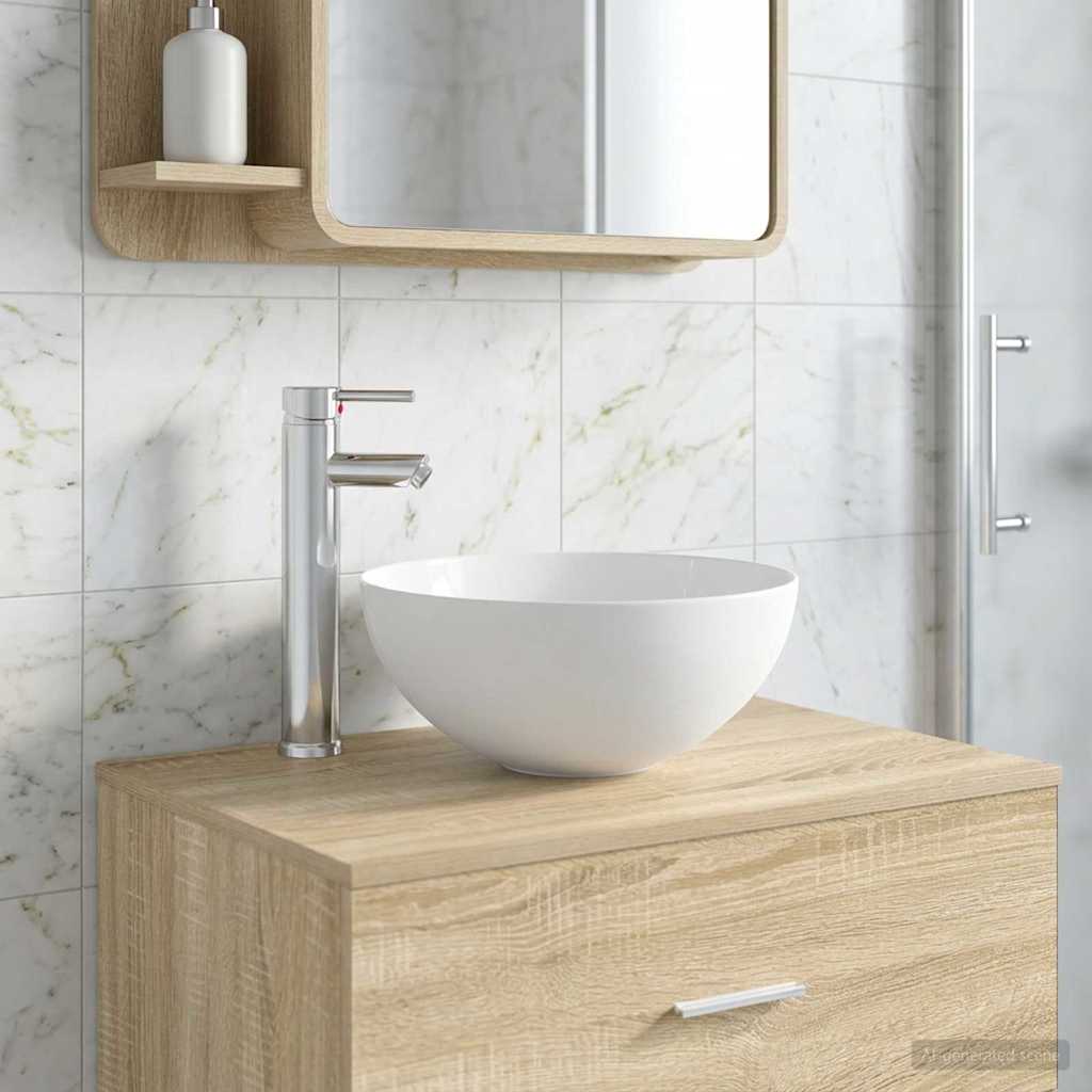 vidaXL Chiuvetă de baie Crom 35,5 x 35,5 x 14,5 cm Metal