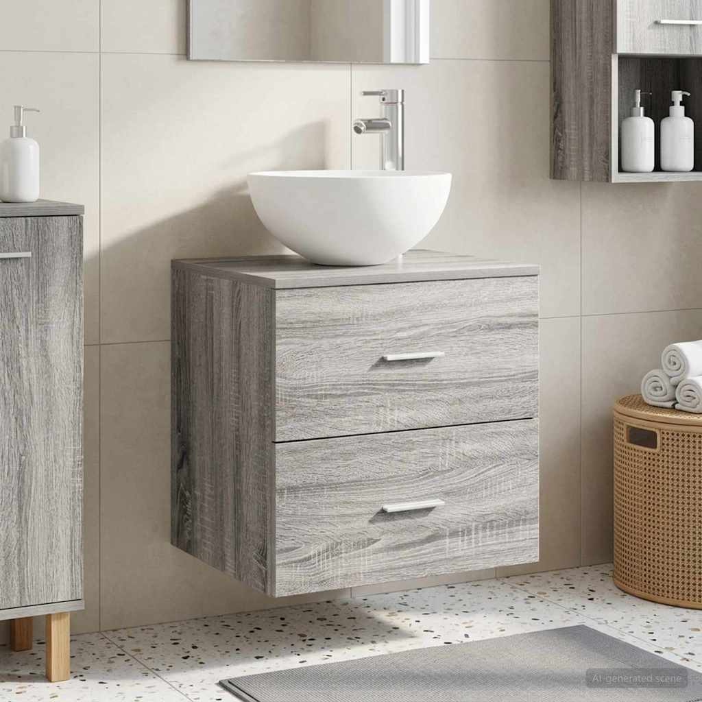 vidaXL Chiuvetă de baie suspendată Sonoma gri 49,5 x 35 x 63 cm