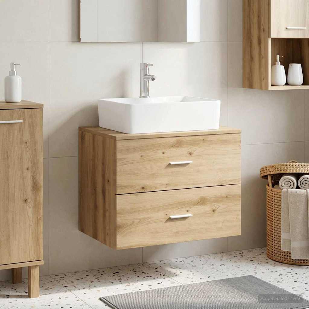vidaXL Wandaufbewahrung Badezimmer Artisan-Eiche 62,5 x 44,5 x 50 cm