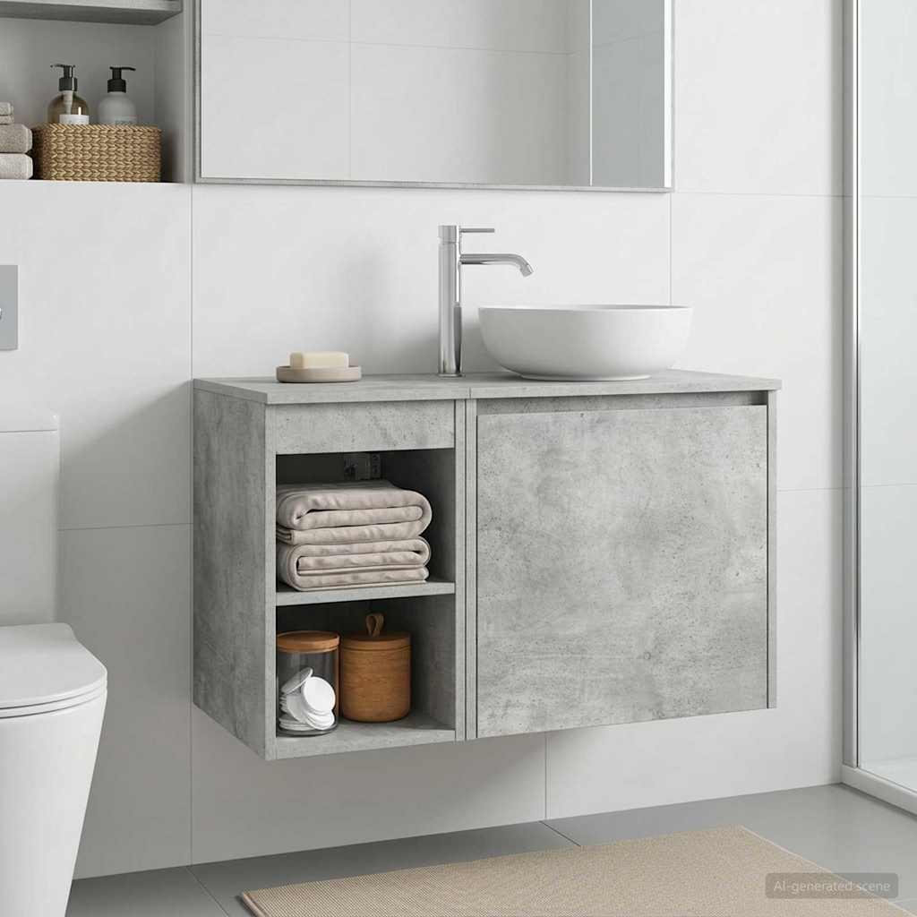 vidaXL Dulap de Baie Între Gri Beton 30 x 44,5 x 50 cm Lemn prelucrat