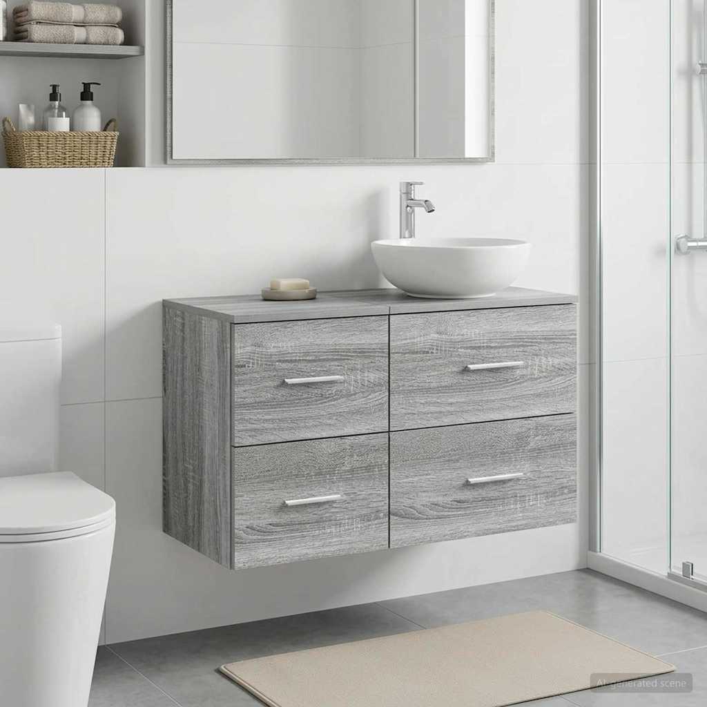 vidaXL Dulap de Baie Între Sonoma gri 30 x 35 x 50 cm Lemn prelucrat