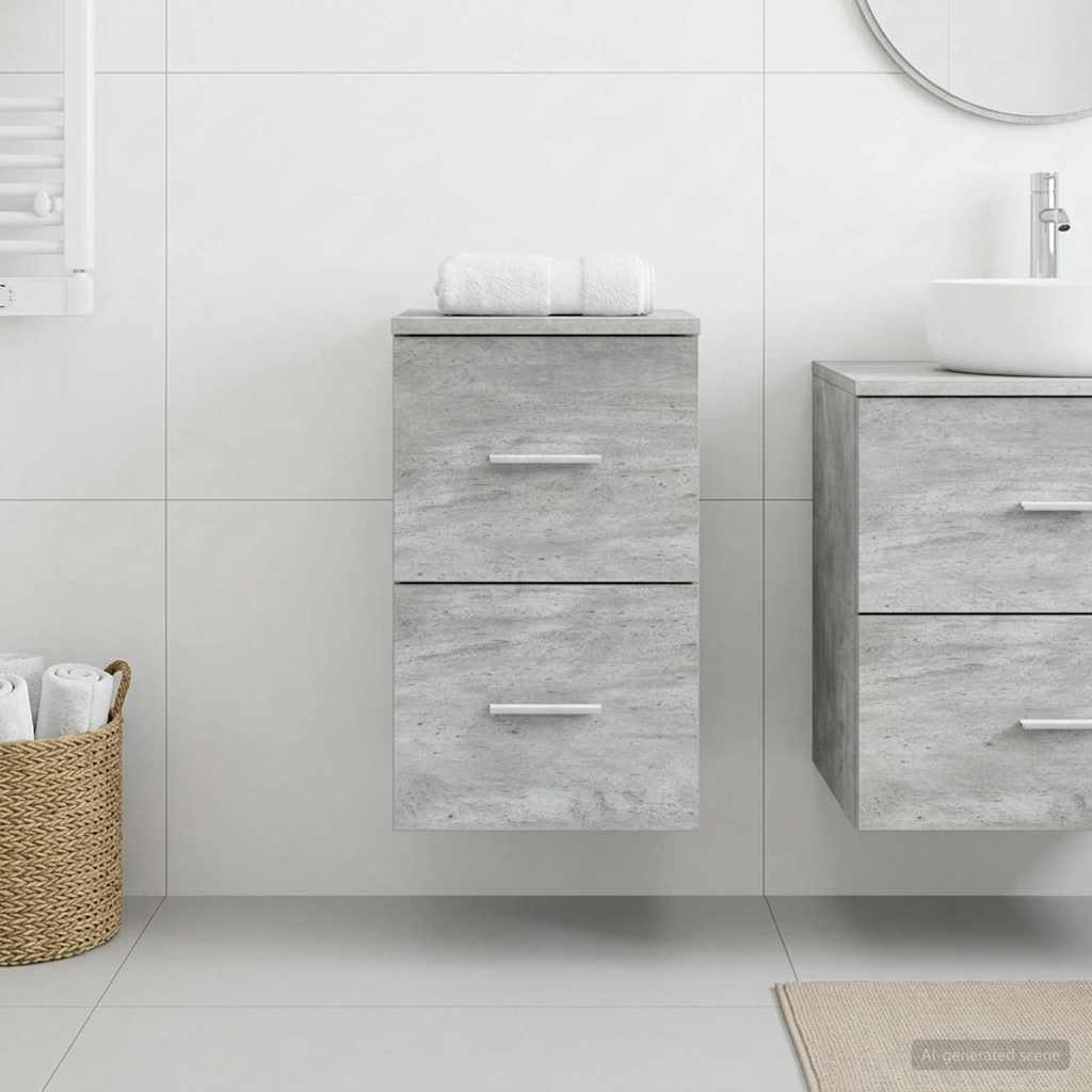vidaXL Dulap de Baie Între Gri Beton 30 x 41 x 50 cm Lemn prelucrat