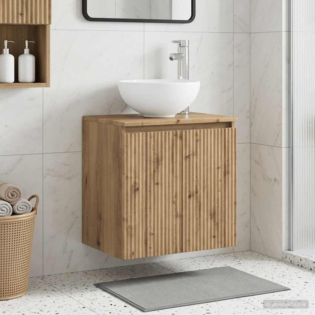 vidaXL Vanitate cu chiuvetă montată pe perete Stejar Artizanal