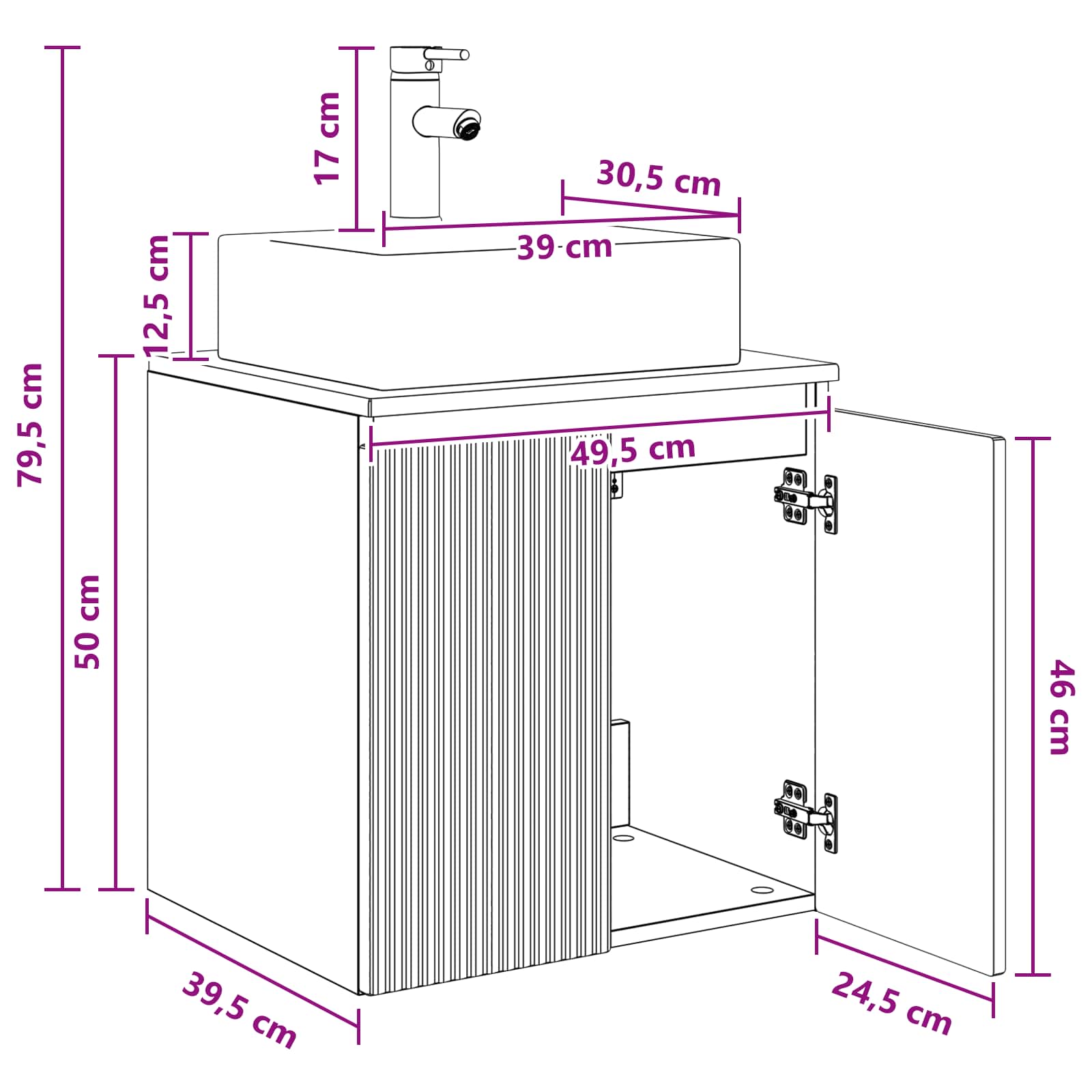 Umivalnik s pritrditev na steno Siva Sonoma 49,5 x 41 x 62,5 cm - slika 8
