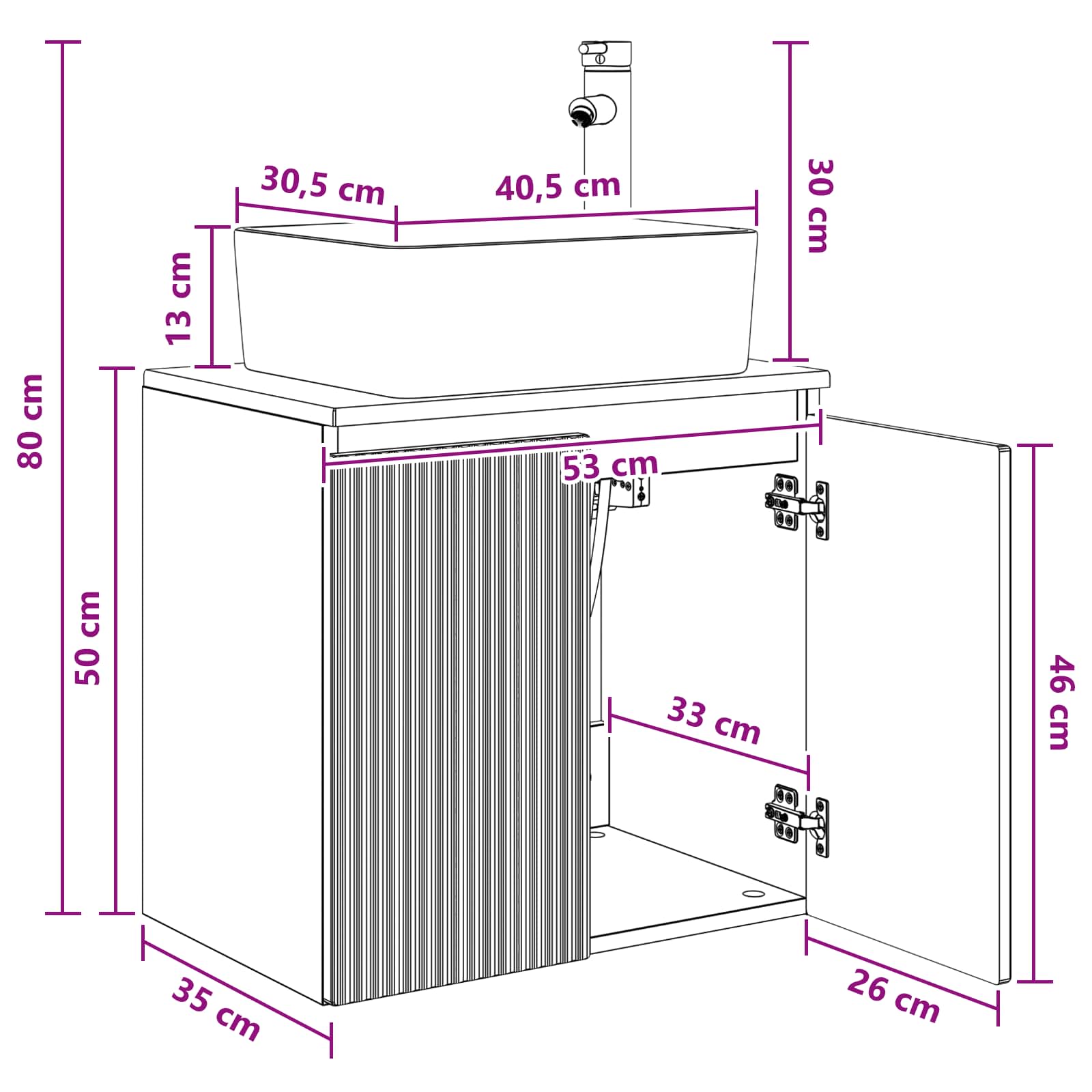 Umivalnik s pritrditev na steno Siva Sonoma 53 x 35 x 63 cm - slika 9