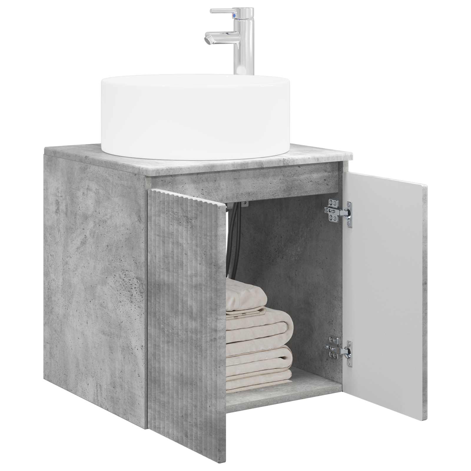 Visoka umivalnik s police Betonsko siva 49,5 x 44,5 x 65,5 cm - slika 3