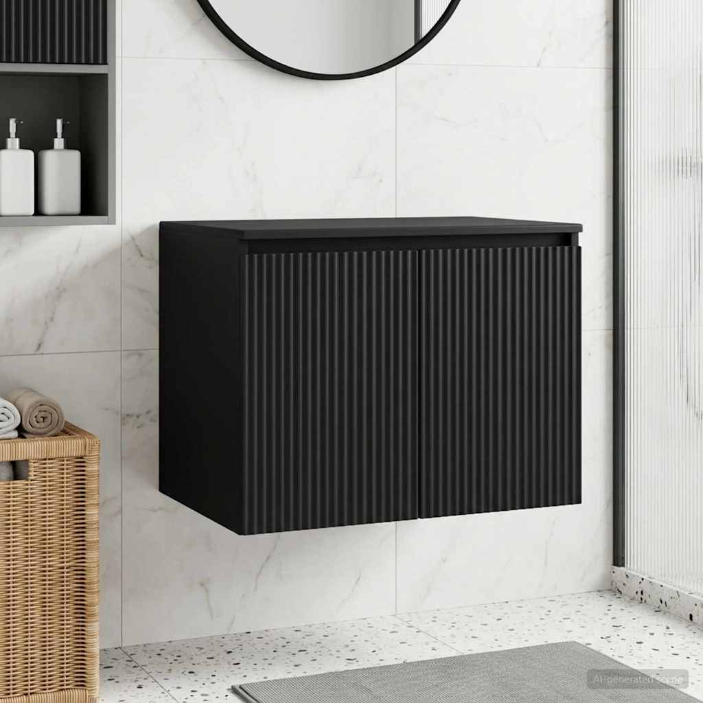 vidaXL Dulap Bathroom Montat pe Perete Negru 62,5 x 44,5 x 50 cm