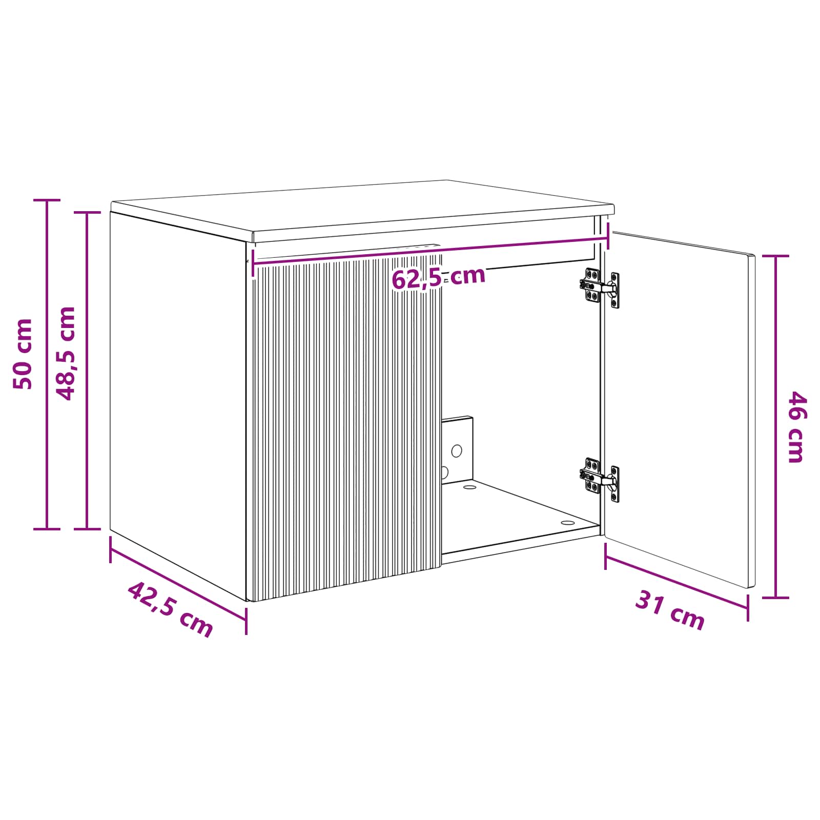 Omejen kabineta za kopalnico Betonsko siva 62,5 x 44,5 x 50 cm - slika 7