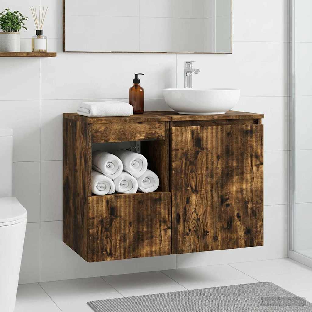 vidaXL Badrumsskåp Rökt ek 30 x 35 x 50 cm Konstruerat trä