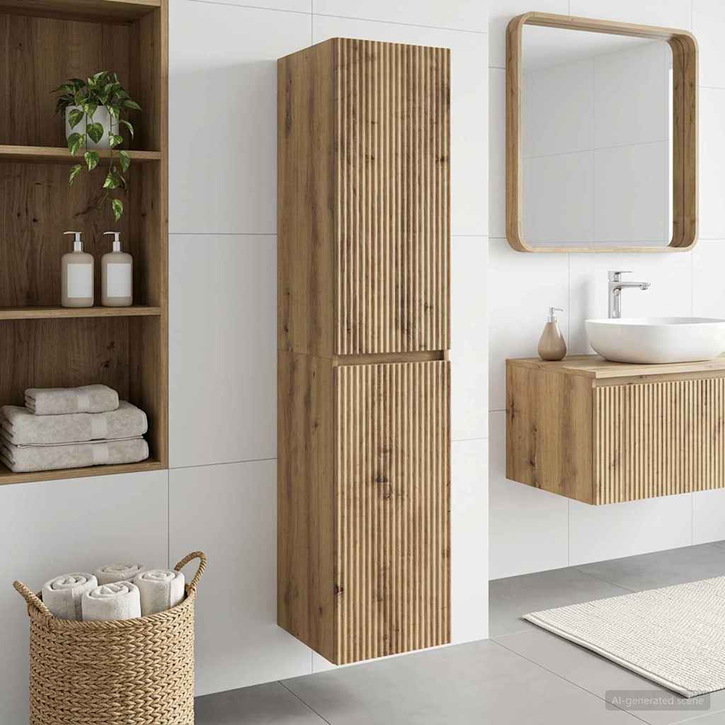 vidaXL Dulap Bathroom Montat pe Perete Stejar Artizanal