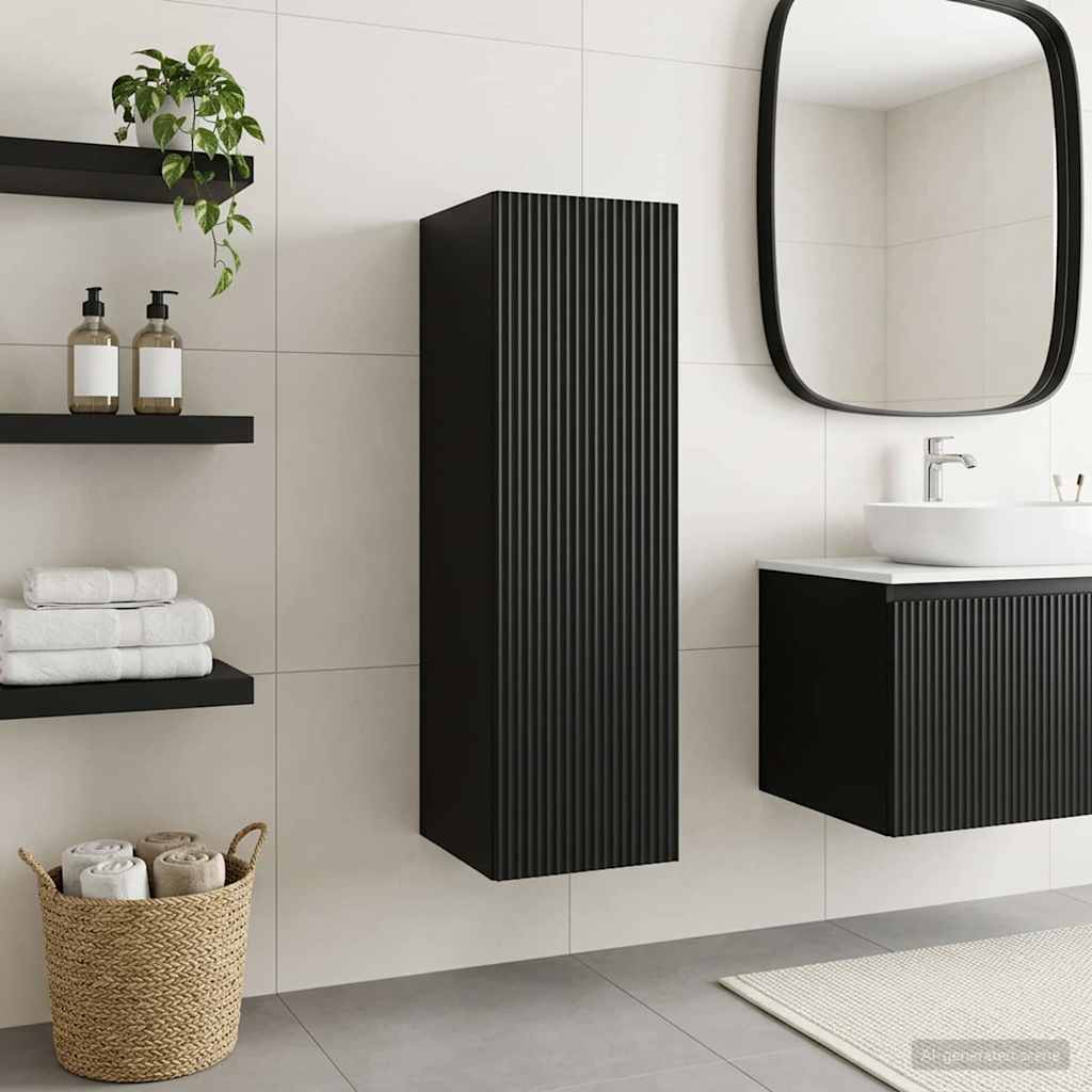 vidaXL Dulap Bathroom Montat pe Perete Negru 33 x 34,5 x 100 cm