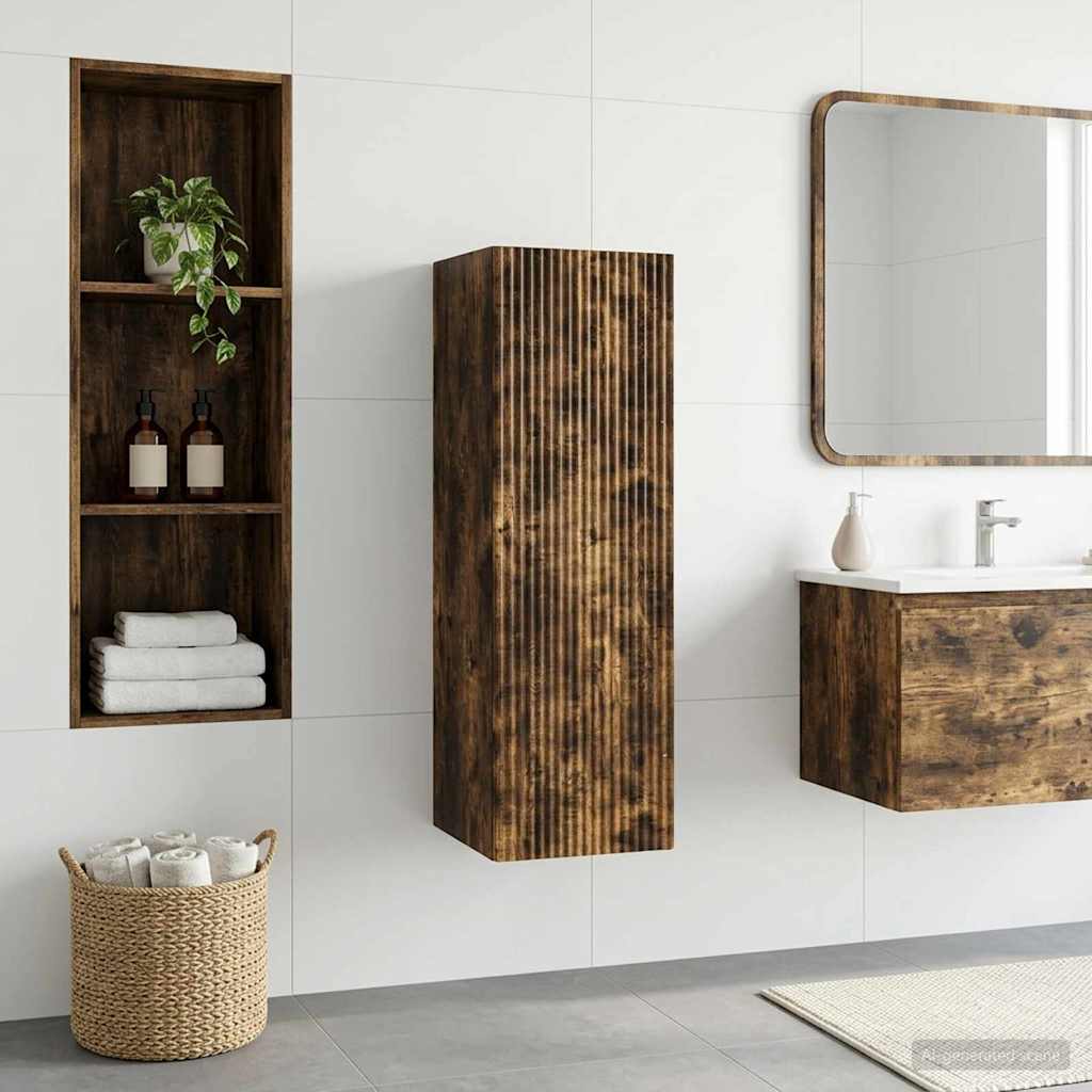 vidaXL Dulap Bathroom Montat pe Perete Stejar fumuriu
