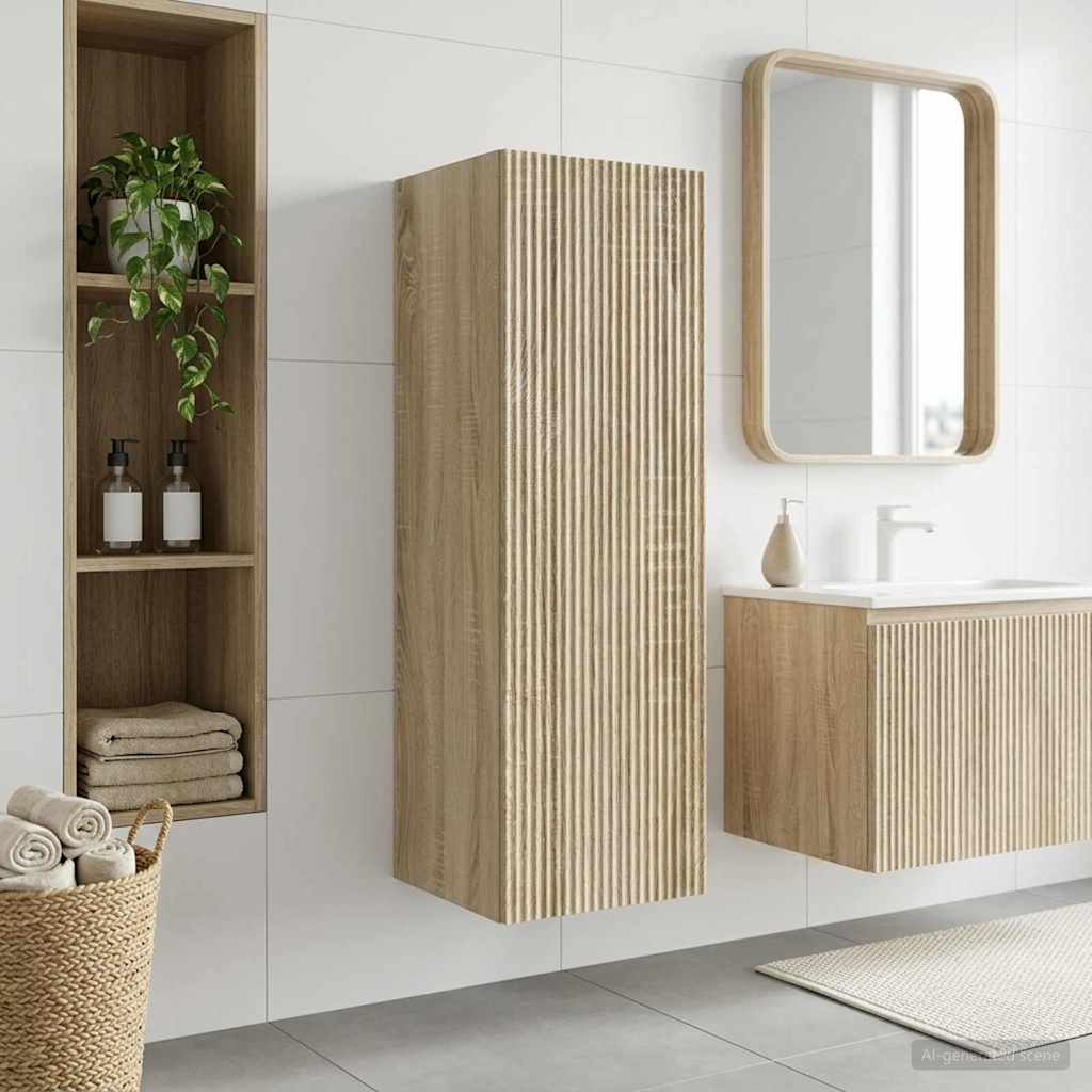 vidaXL Dulap Bathroom Montat pe Perete Stejar Sonoma 33 x 34,5 x 60 cm